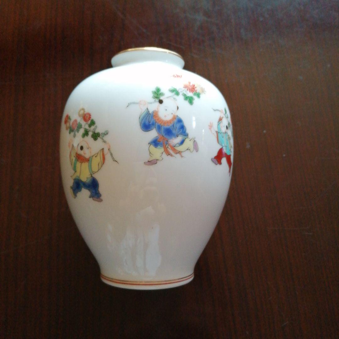 深川製磁唐子花瓶16.3cm
