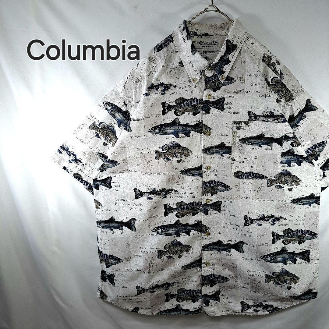 【美品】Columbia　フィッシングシャツ　コロンビア　モチーフシャツ