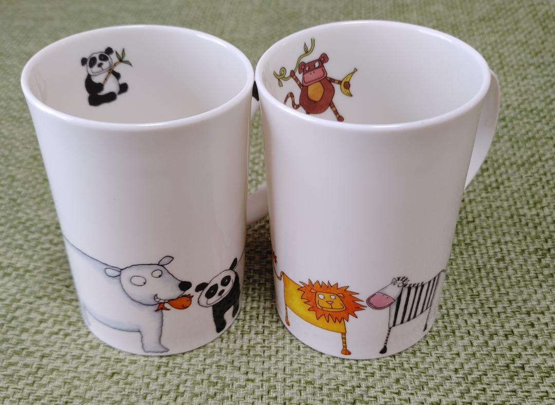 ダヌーン動物柄 陶器製マグカップ 2個セット