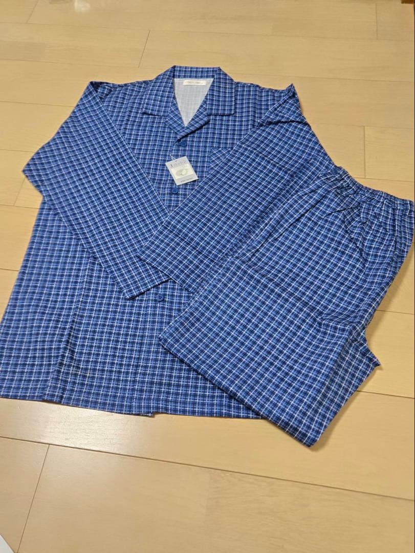 New Men's M Plaid Long Sleeve Pajamas Cotton Material