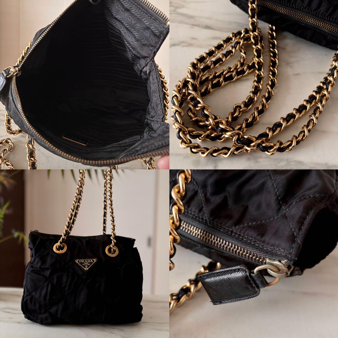 極希少 美品 PRADA プラダ テスート レザーチェーンバッグ