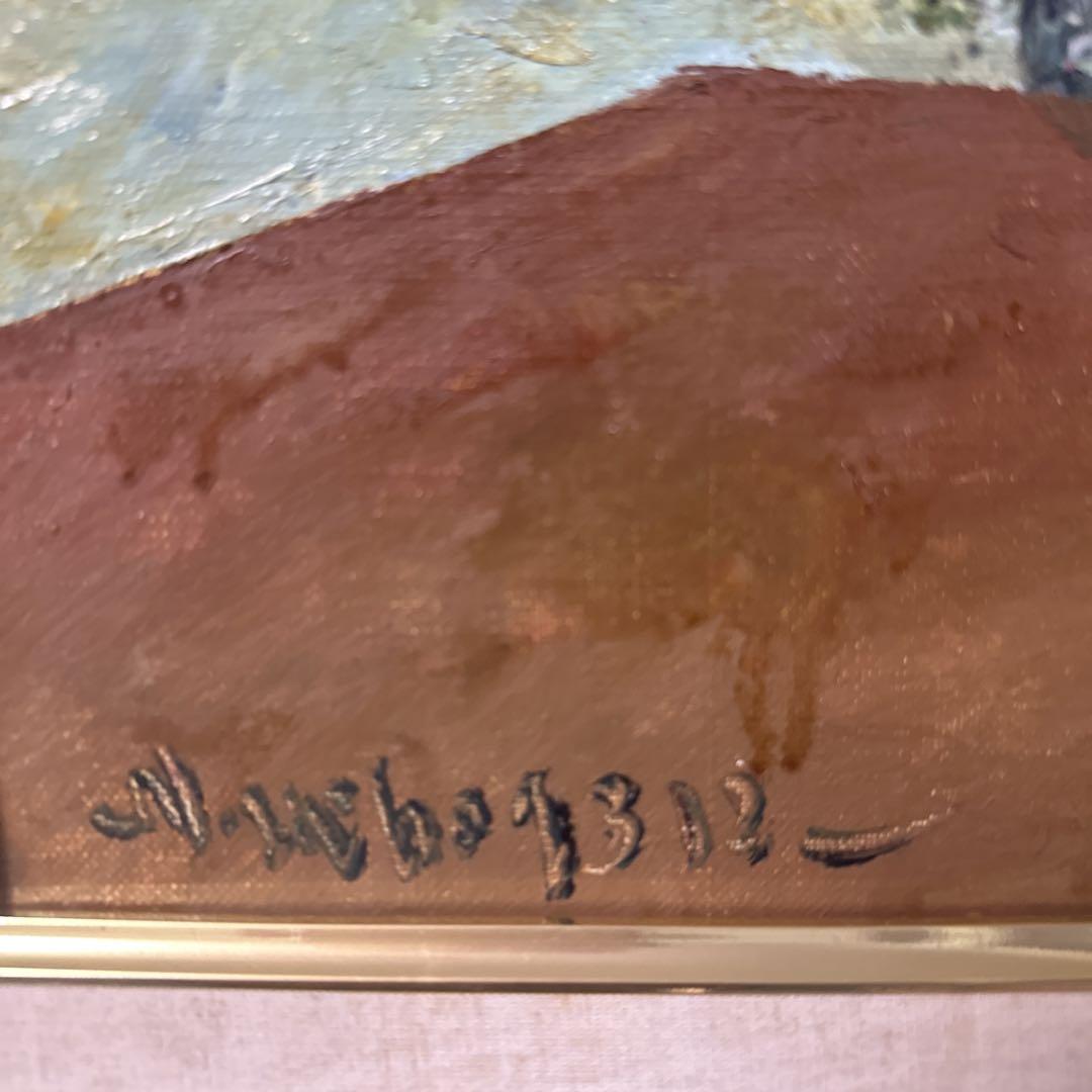 こすもす　肉筆絵画　油彩　Ｆ8号キャンバス画　美術品　静物画　インテリア　額縁