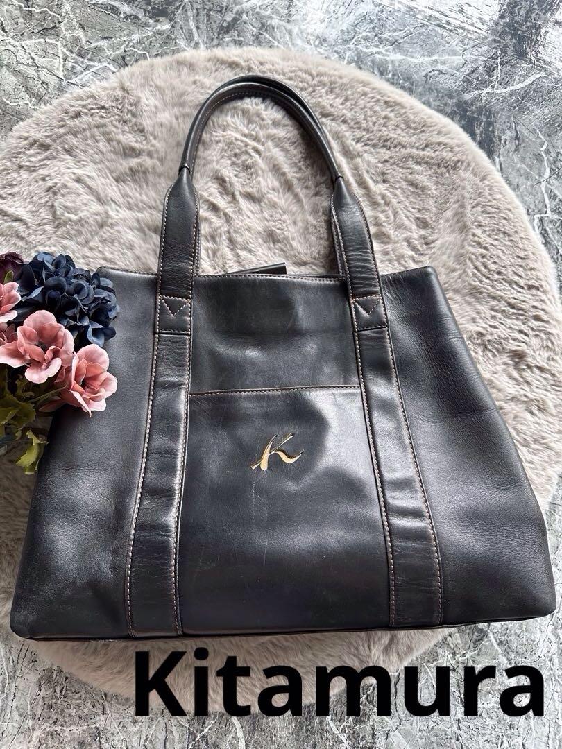 ⭐️Kitamura⭐️レザートートバッグ Kロゴ付き