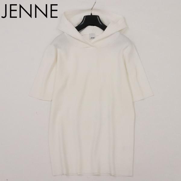 B7039■JENNE ジェンヌ ウォッシャブル ベーシック半袖パーカー Lトップス