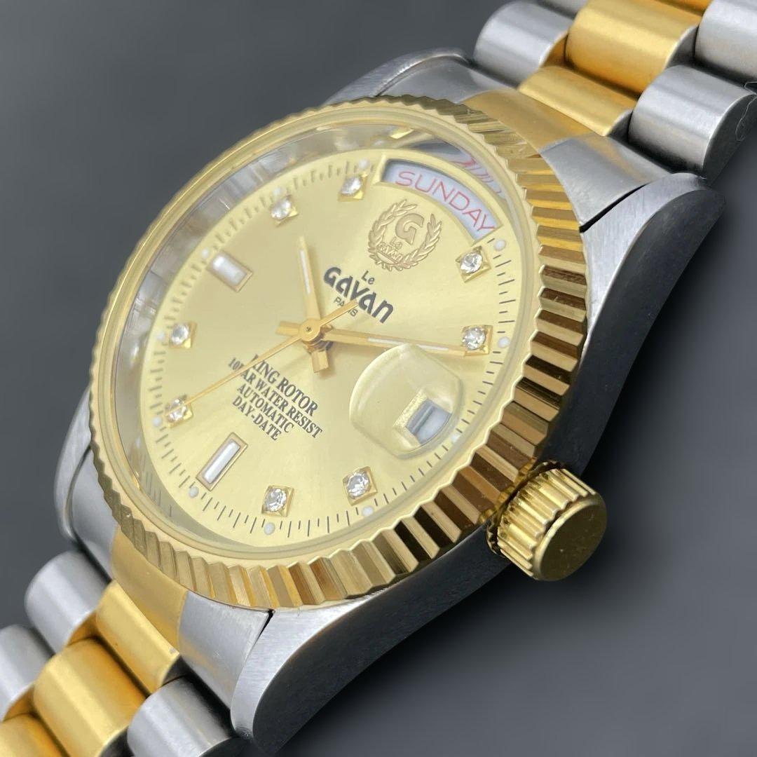 Le GAVAN KING ROTOR 自動巻 8Pダイヤ コンビ デイデイト