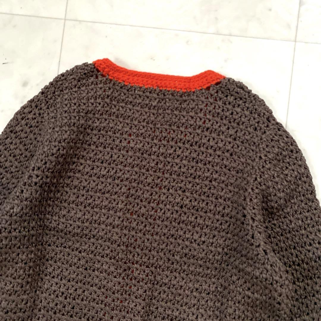 美品 ポールカ コットン バイカラー カーディガン M ブラウン