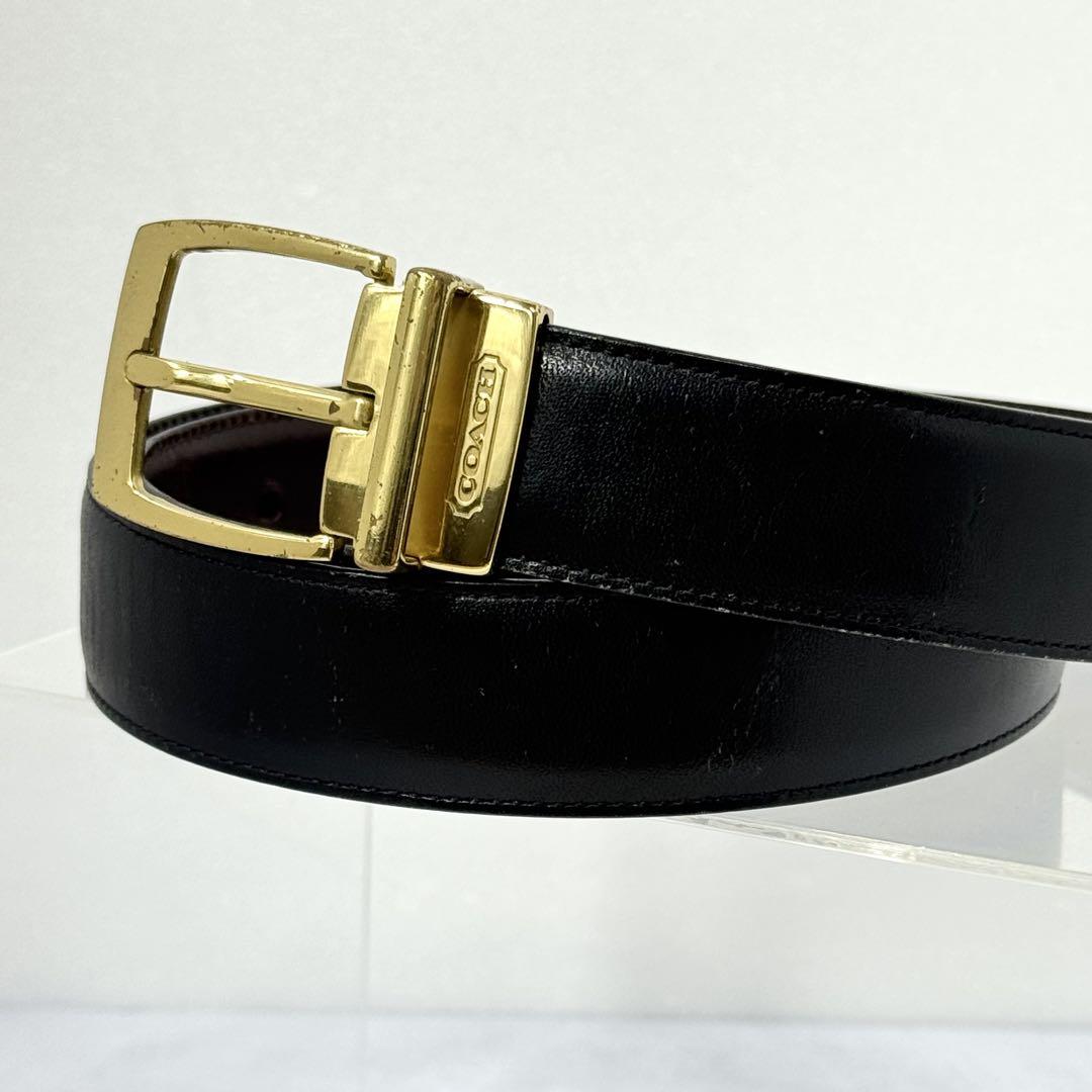 ままチャン◆coachコーチ◆ゴールドロゴバックル◆黒◆レザーベルト◆S COACH◇ベルト/レザー/BLK/レディース/コーチ/ブラック/黒/S
