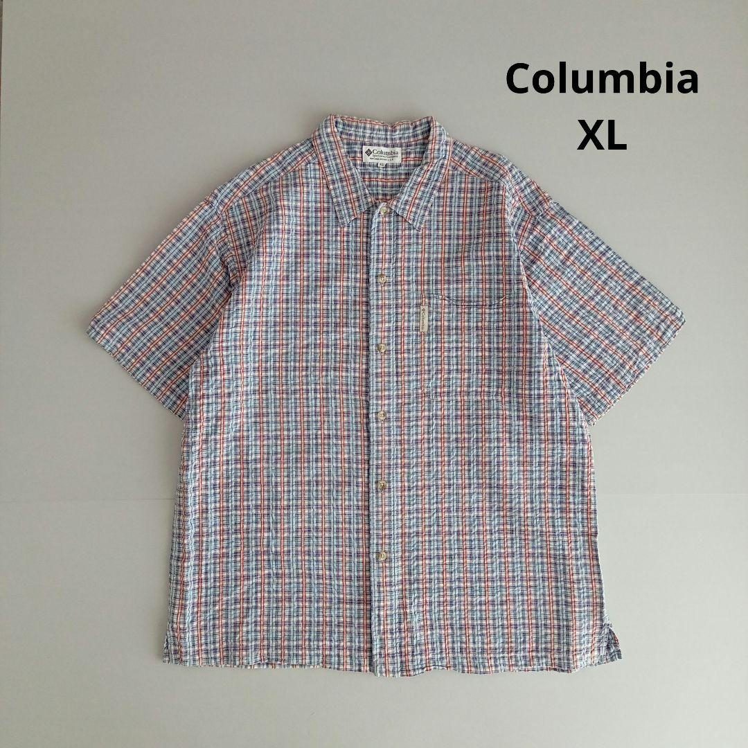 コロンビア　90s〜00s　半袖　サッカーシャツ チェック　XL
