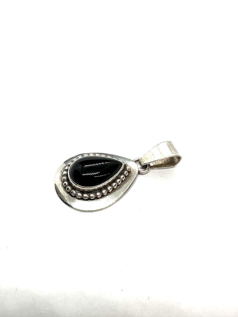 STERLING silver オニキス ネイティブネックレストップ L245