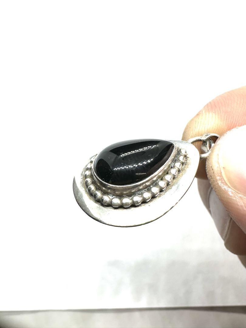 STERLING silver オニキス ネイティブネックレストップ L245