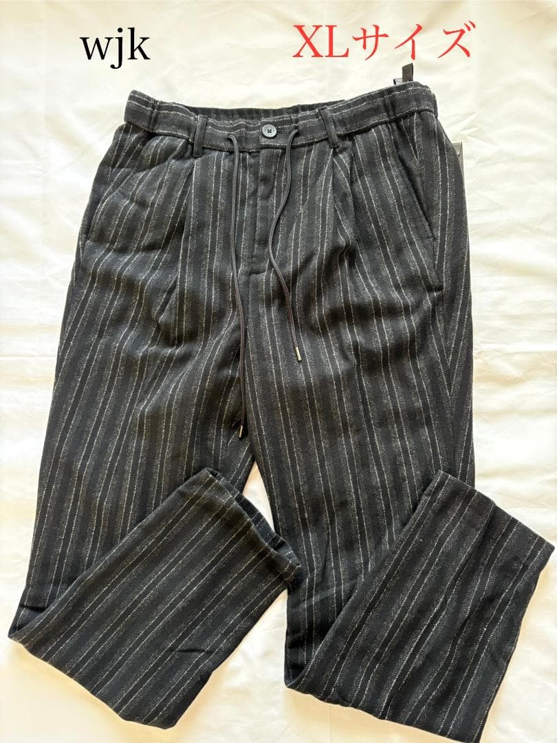 wjk ストライプ トラウザーパンツ ブラック系 XLサイズXL LL WJK