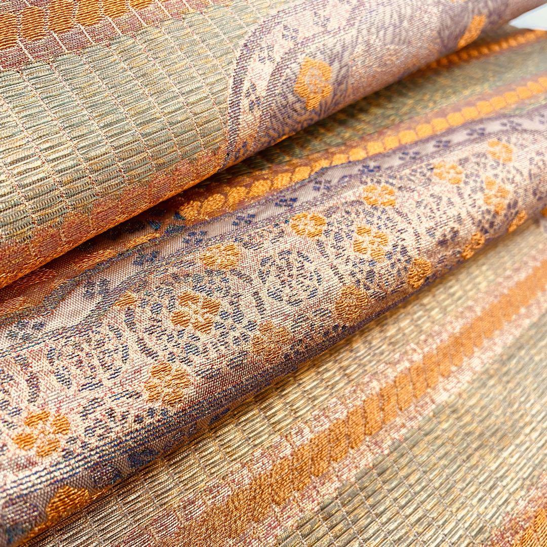 O0396 美品 逸品 織の宝石 佐波理つづれ 正絹 袋帯