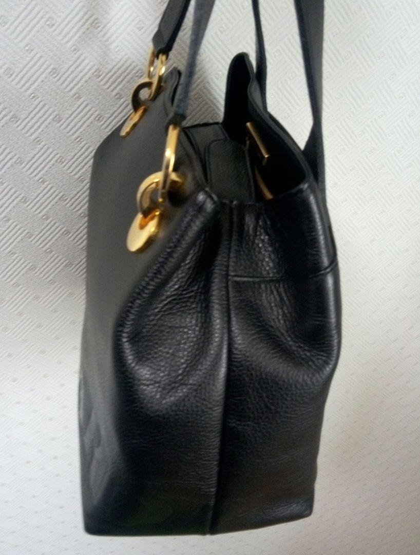 LEONARDブラックレザー トートバッグ ゴールド金具 1518
