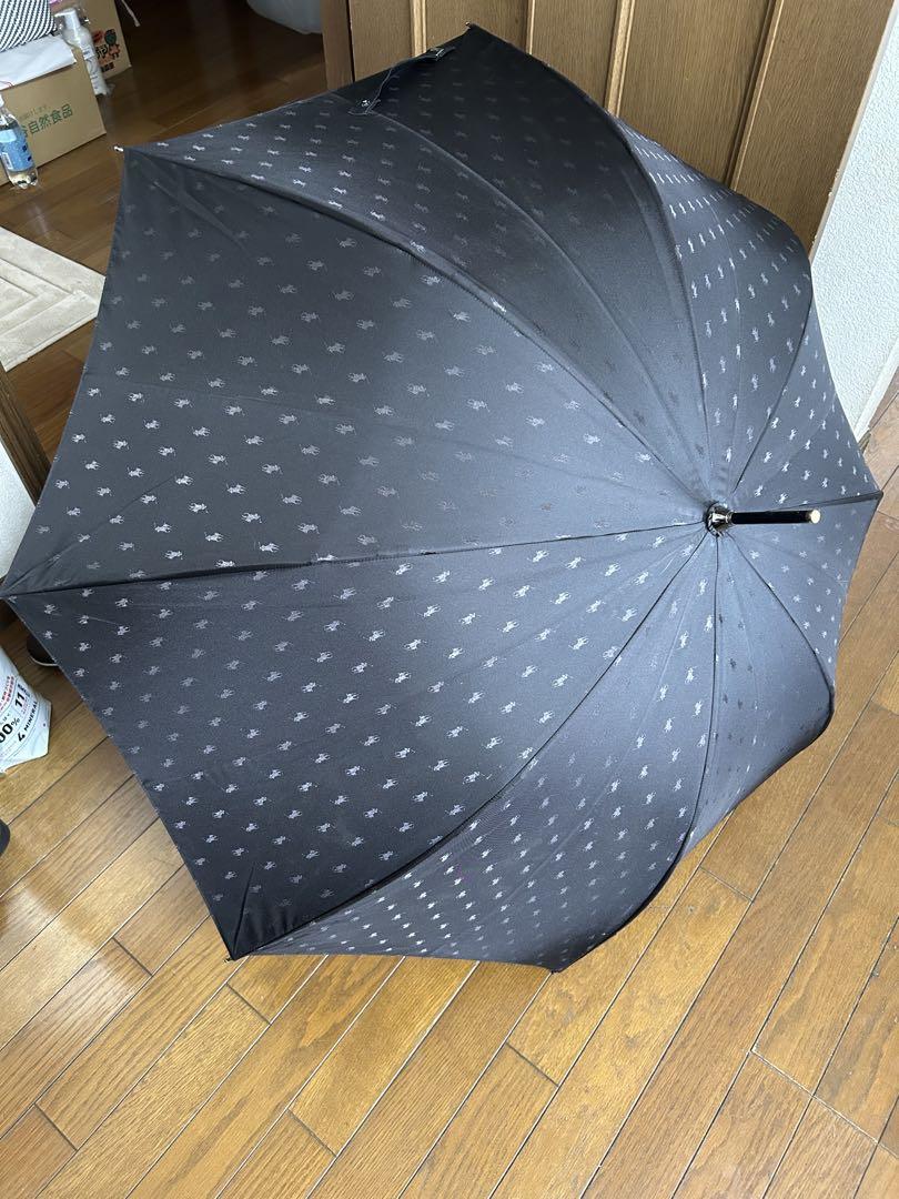 Polo Ralph lauren 晴雨兼用長傘 黒 パターン入り J型ハンドル