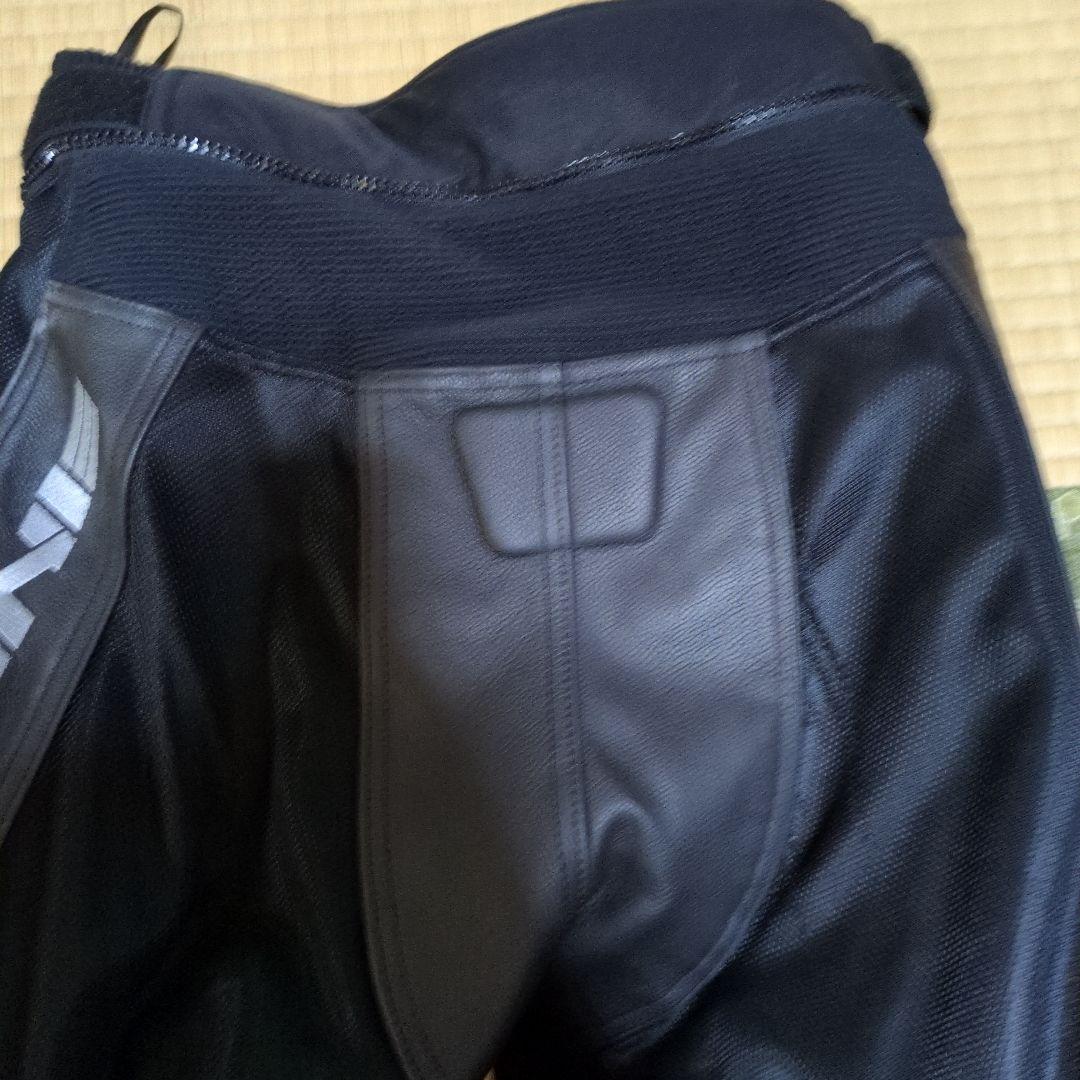 KOMINE バイクパンツ 黒/赤 サイズ調整可能 膝パッド付き