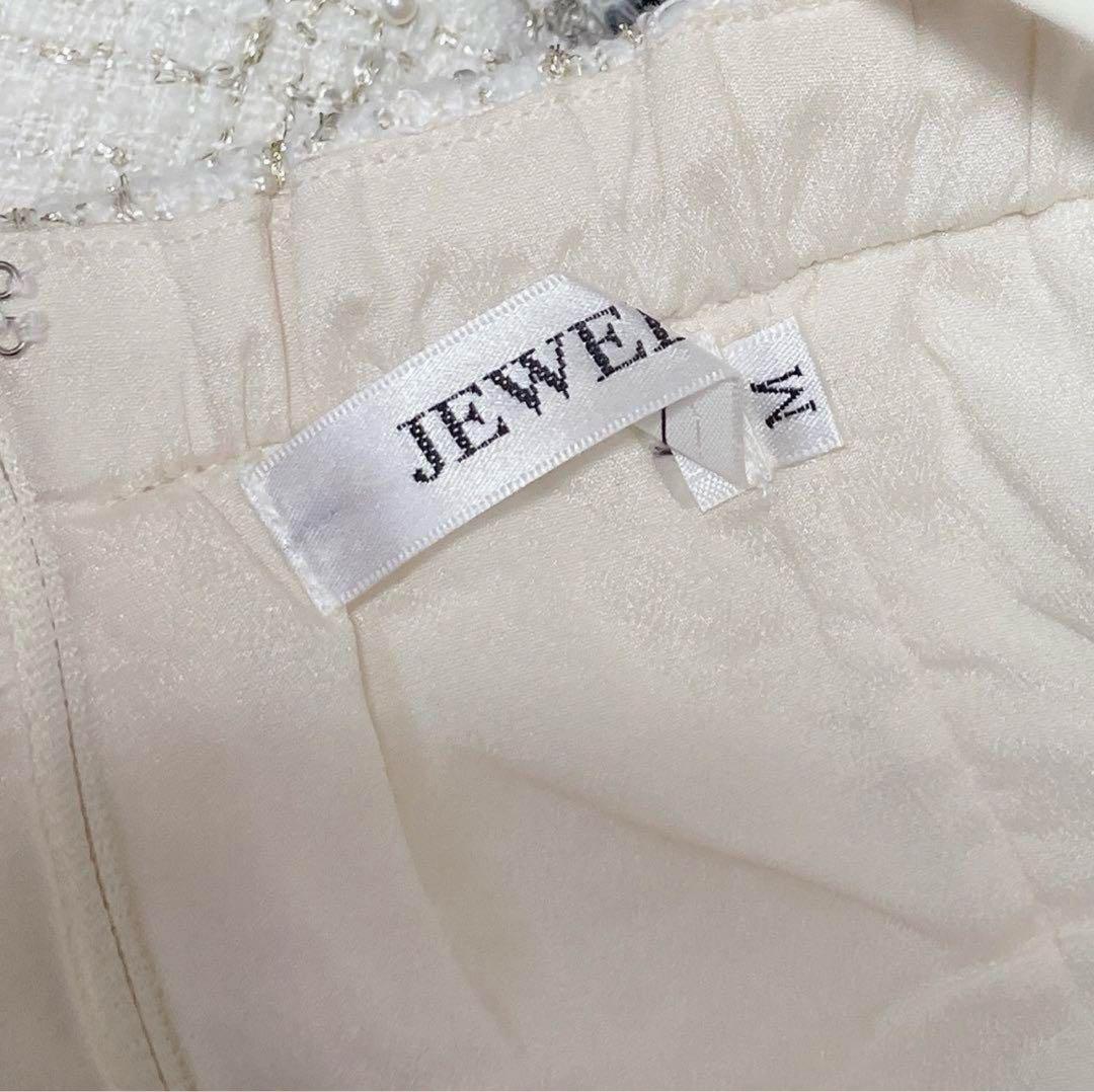 jewels キャバドレス　セットアップ　白　ビジュー　ジュエルズ　M