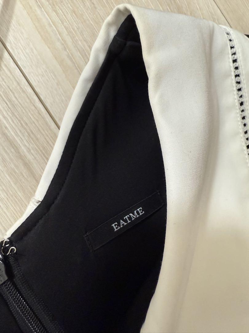 EATME 黒 半袖ミニワンピース 大きな襟