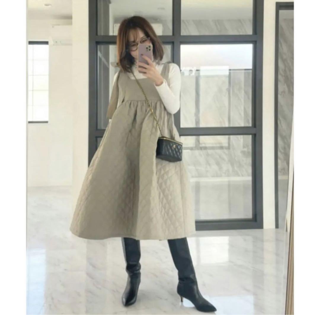 Myu キルティング ショルダーリボン ワンピ スカート ワンピース 新品