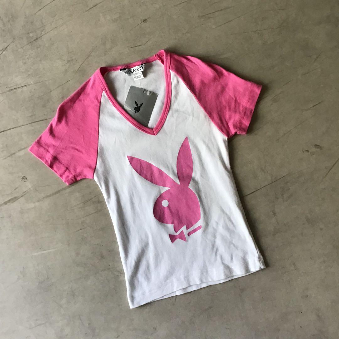 90s PLAY BOY プレイボーイ　Tシャツ　ラグラン　y2k ピンク