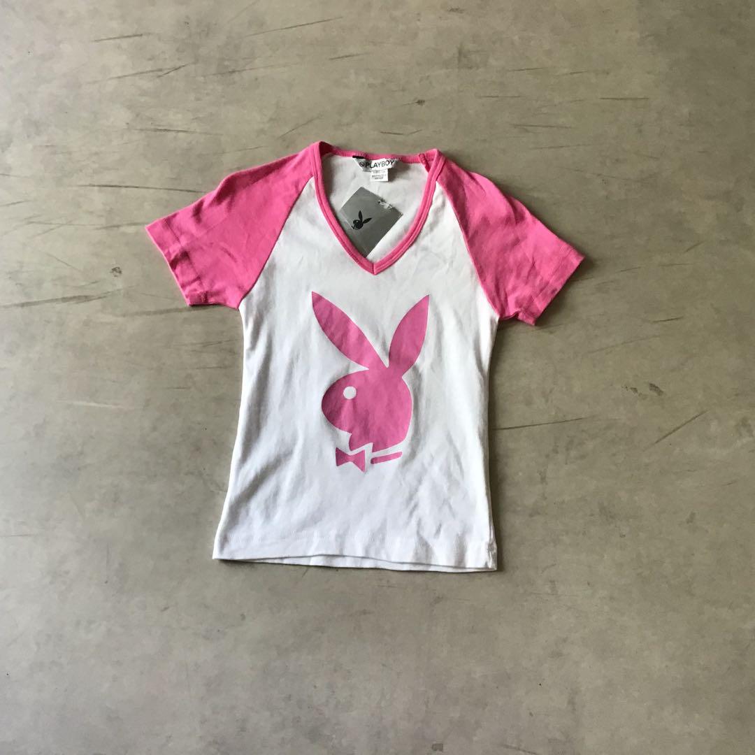 90s PLAY BOY プレイボーイ　Tシャツ　ラグラン　y2k ピンク
