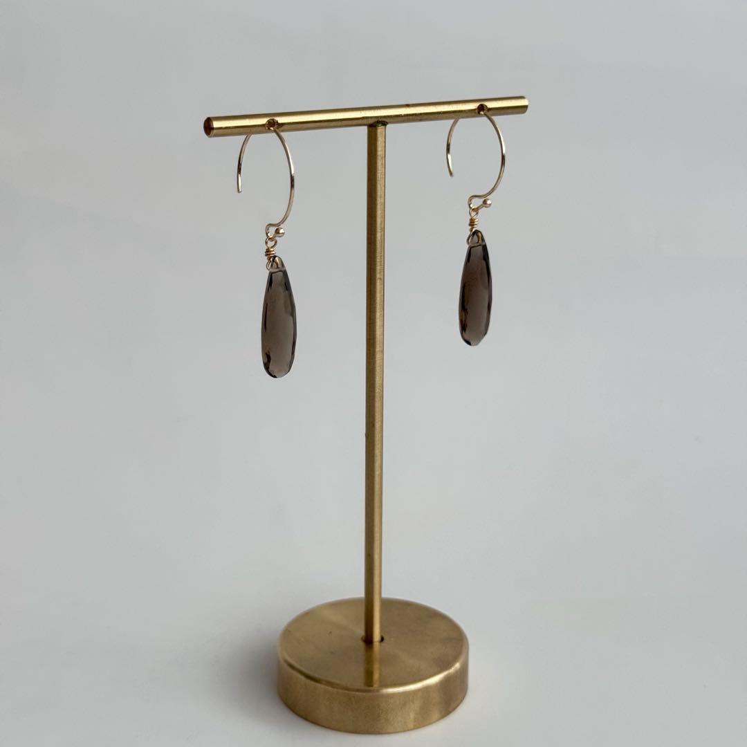 14KGF】クォーツ/水晶/ペアシェイプ/ファセットカット/ピアス