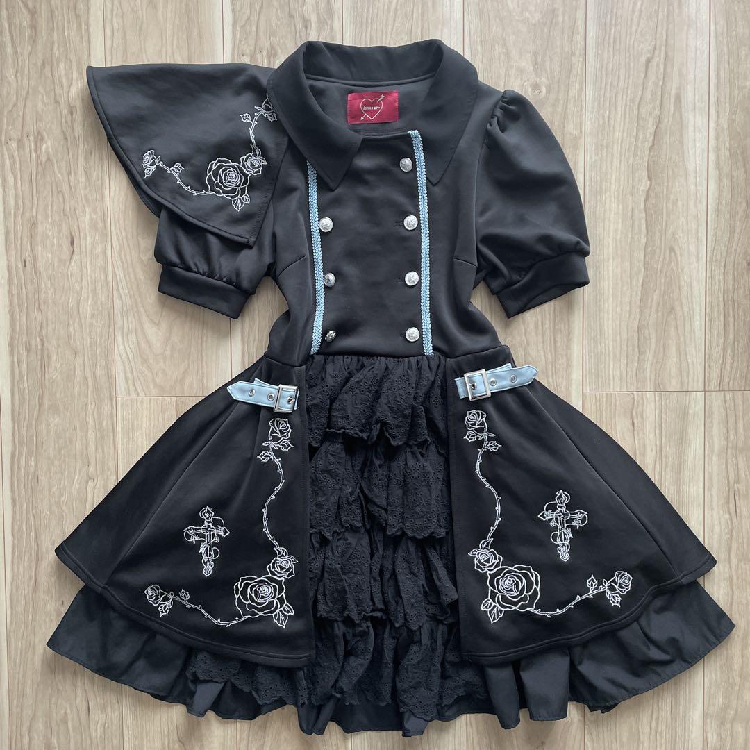 【良品】Jamie エーエヌケー ゴシックバラ刺繍ワンピース　M ロリータ 黒