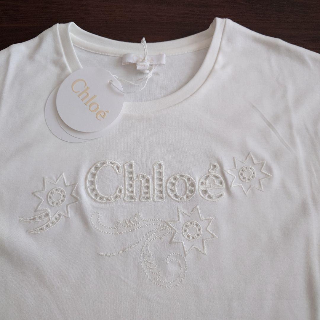 クロエ　chloe フレアスリーブ　Tシャツ　稀少 SEE BY CHLOE (シーバイ クロエ) 袖刺繍フリル クルーネック T