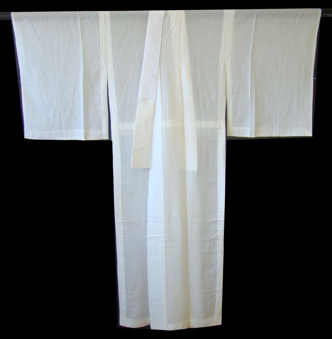 夏物 裄65.9cm絽白地 長襦袢 半衿付 正絹 未使用～158cm Js714