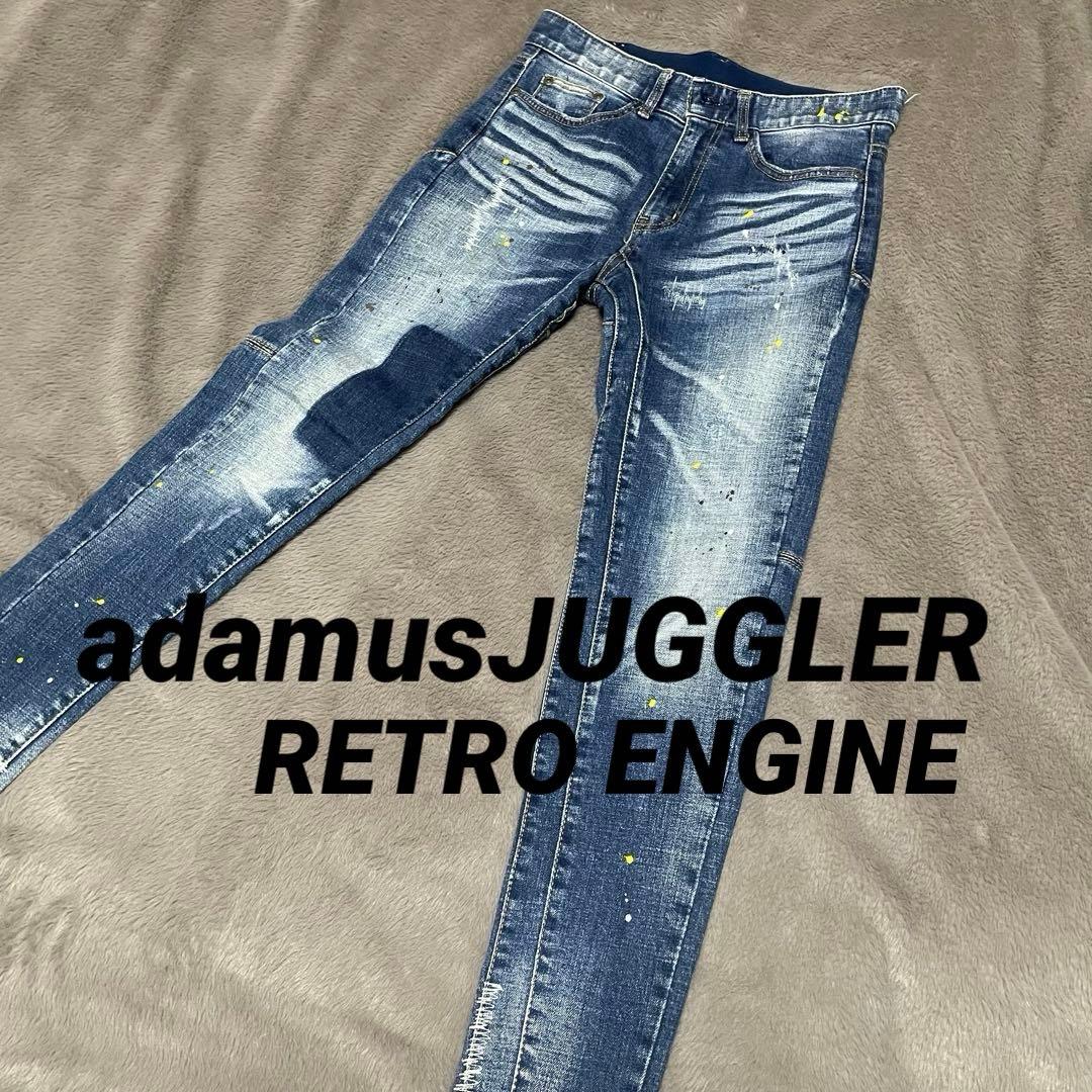 アダムスジャグラーRETRO ENGINE ペイントダメージデニム SS adamsJUGGLER