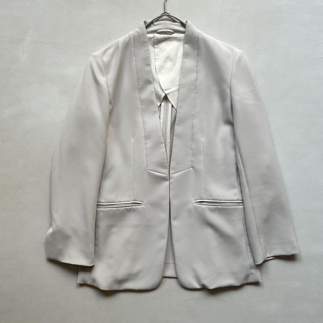 040マルティニーク3.1万上質ストレッチノーカラージャケット グレー