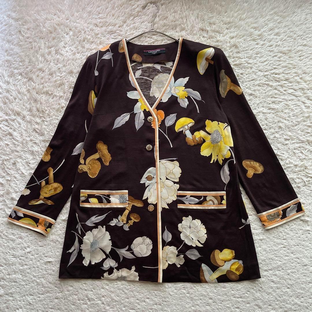 レオナール セットアップ カーディガン 花柄 トリム シルク混 マルチカラー L レオナール セットアップ カーディガン 花柄 トリム シルク混 マルチカラー L