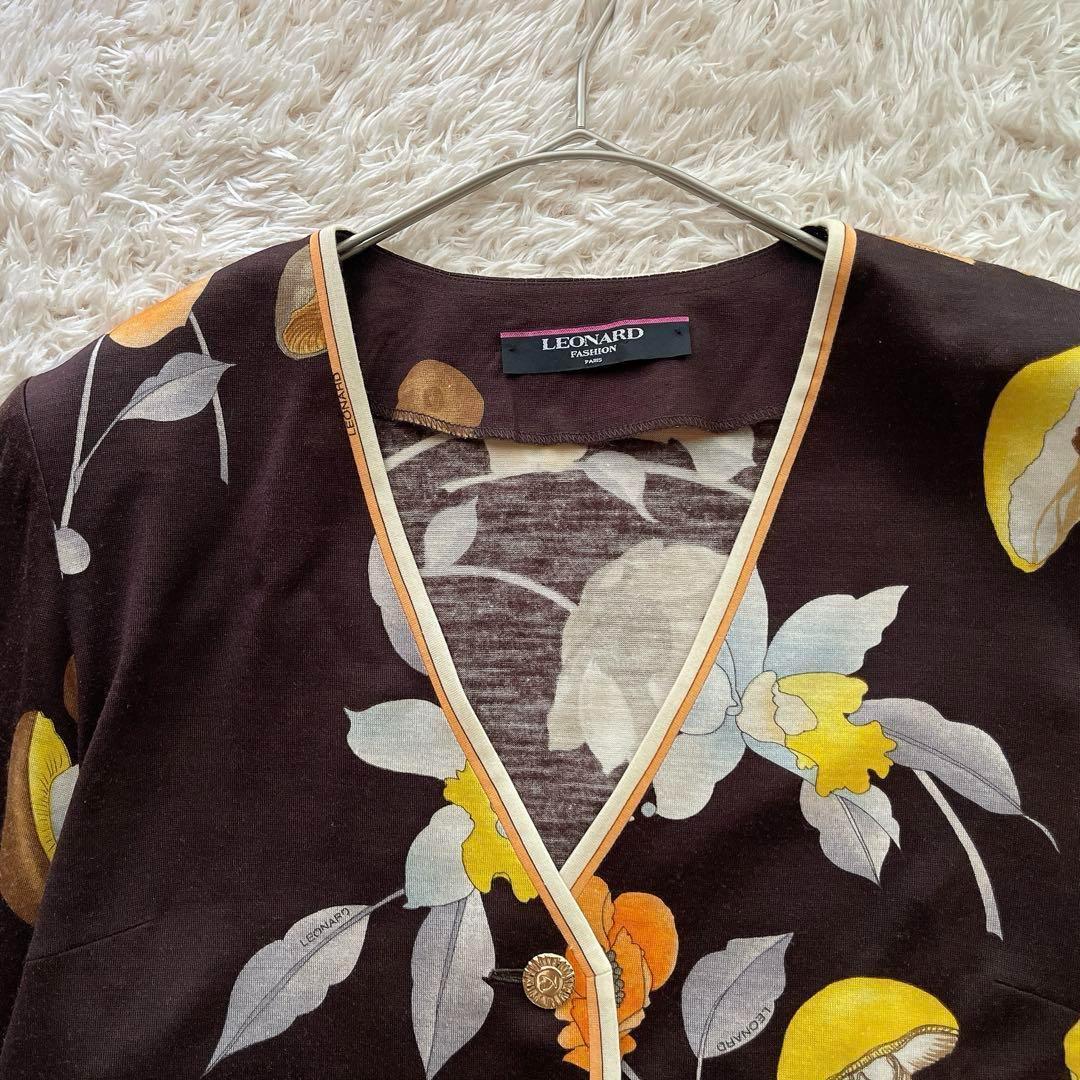 レオナール セットアップ カーディガン 花柄 トリム シルク混 マルチカラー L レオナール セットアップ カーディガン 花柄 トリム シルク混 マルチカラー L