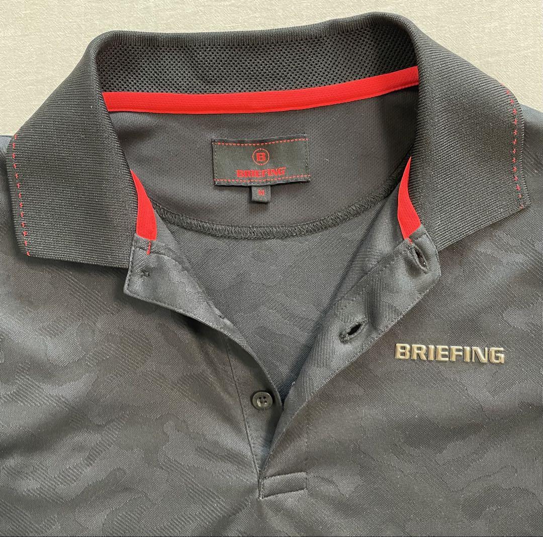 【美品】BRIEFING ブリーフィング 長袖ポロシャツ Mサイズ 迷彩ブラック