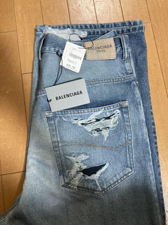 33%割引ブルー系,M【高価値】 バレンシアガ BALENCIAGA 新作モデル バレンシアガ パンツ デニム トロンプルイユ 21ss balenciaga デニム/ジーンズ