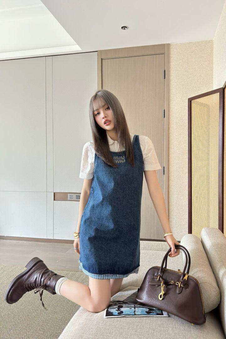 タグ付き 希少 miumiu ミュウミュウ デニム ミニワンピース MIU MIUミュウミュウ デニムワンピース - メルカリ