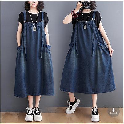 大きいサイズ レディース デニム サロペット ワンピース ロング 新品