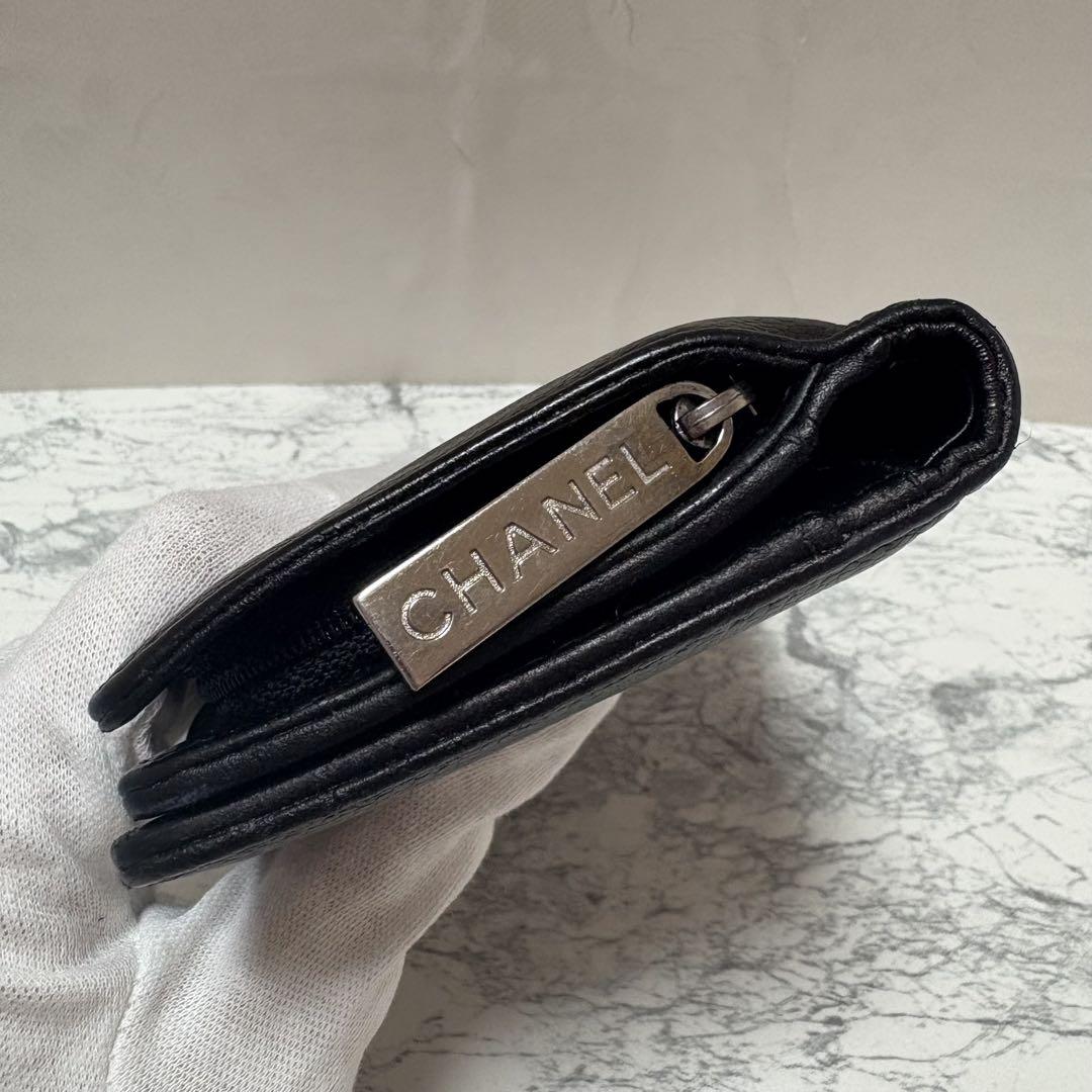 【美品】CHANEL◎シャネル◎キャビアスキン◎二つ折り財布◎ブラック