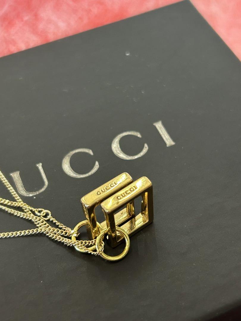 【正規品】GUCCI ゴールドカラー　レクタングルネックレス ペア　42cm