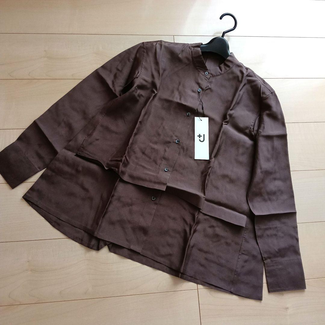 新品 ユニクロ プラスJ ジルサンダー シルクブラウス ブラウン シルクシャツ 新品 ユニクロ プラスJ ジルサンダー シルクブラウス ブラウン シルクシャツ
