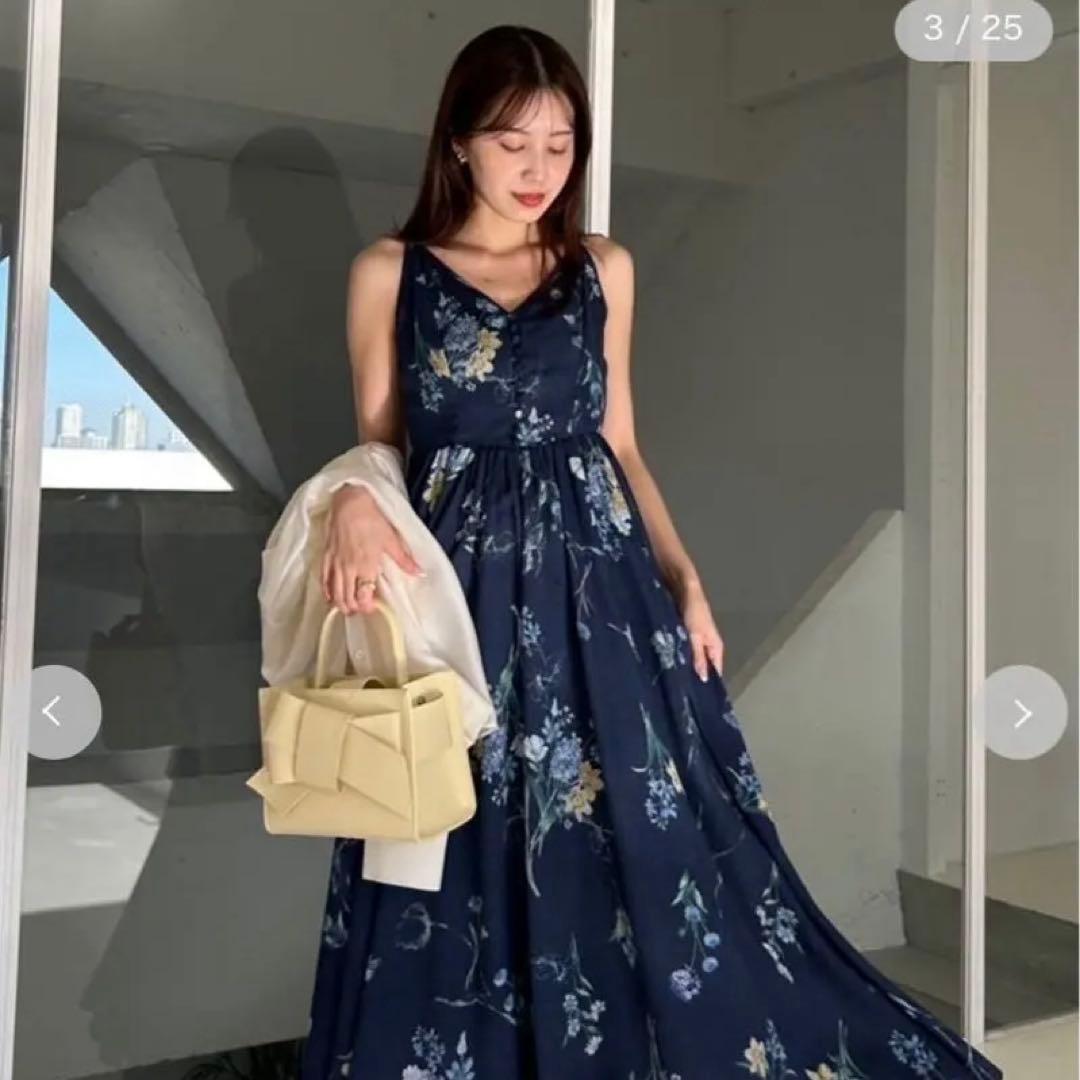 【新品】フレイアイディー ボタニカルプリントキャミソールワンピース