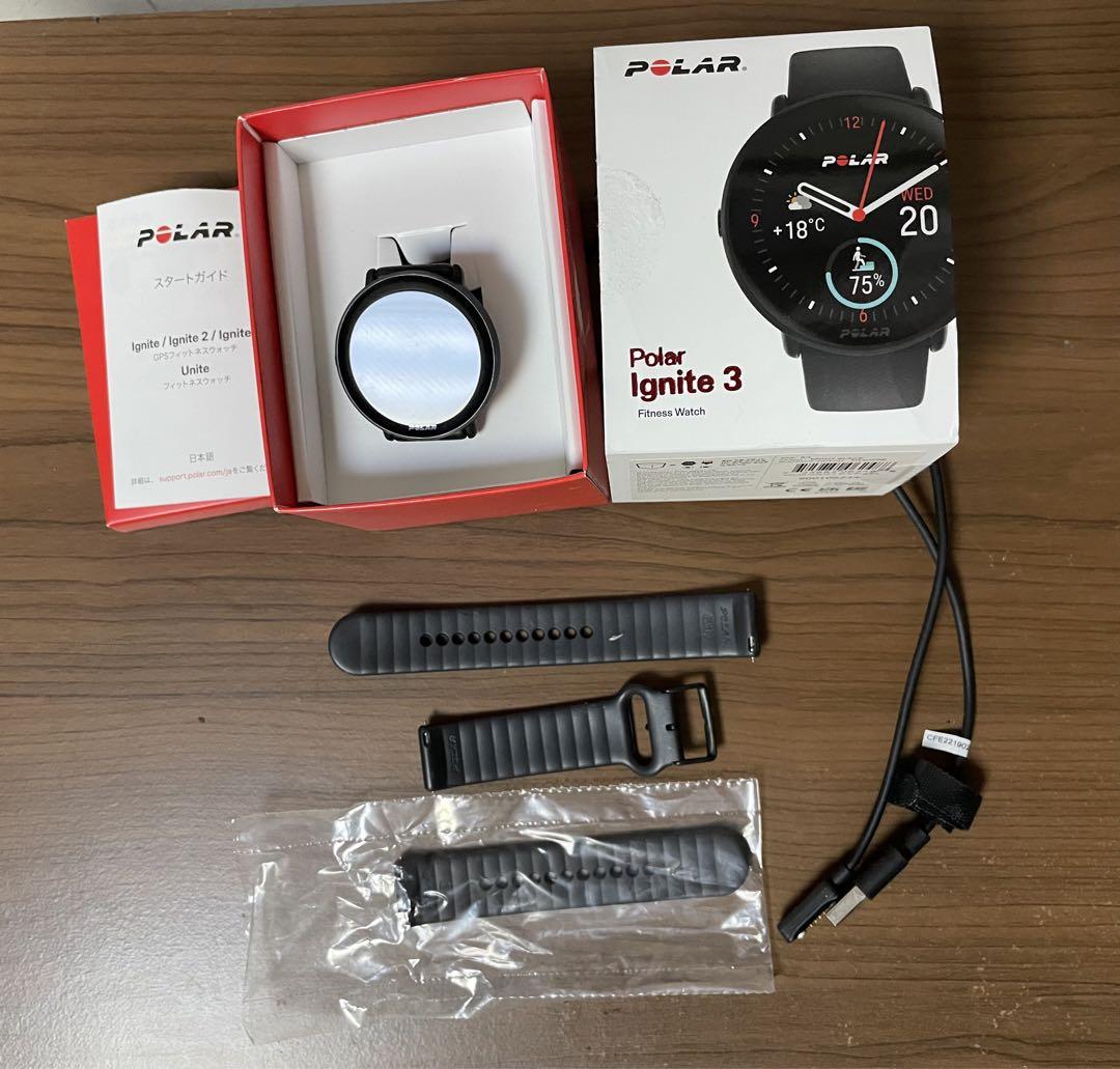 24時間Polar Ignite 3 ブラッ九交換バンド20mm ブラック