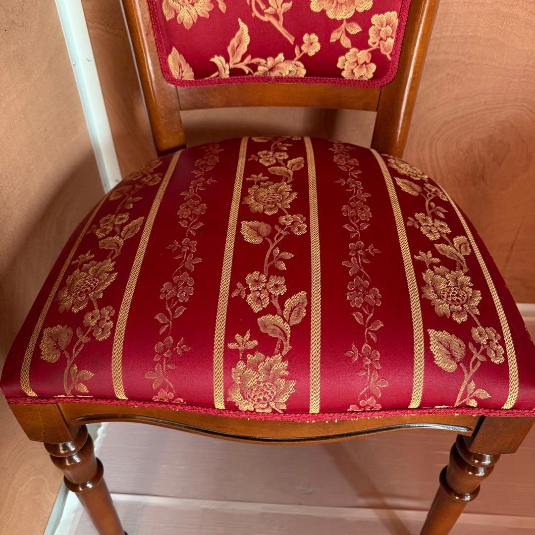 イタリア ダイニングチェア フラワーレッド 猫脚① イタリア ダイニングチェア フラワーレッド 猫脚①