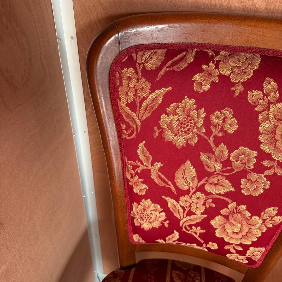 イタリア ダイニングチェア フラワーレッド 猫脚① イタリア ダイニングチェア フラワーレッド 猫脚①
