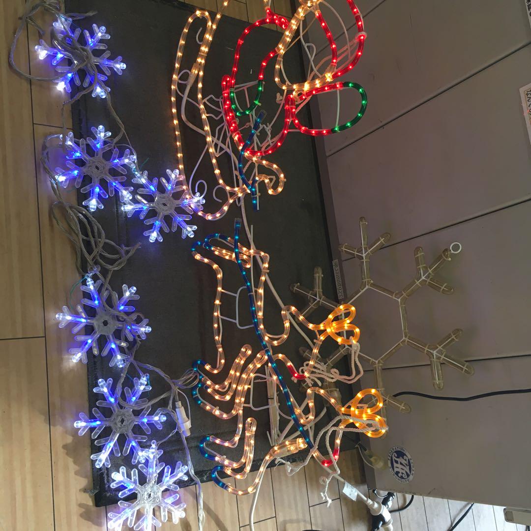 LED イルミネーション　3点セット　サンタ　トナカイ　雪の結晶　大　小 LED イルミネーション 3点セット サンタ トナカイ 雪の結晶 大