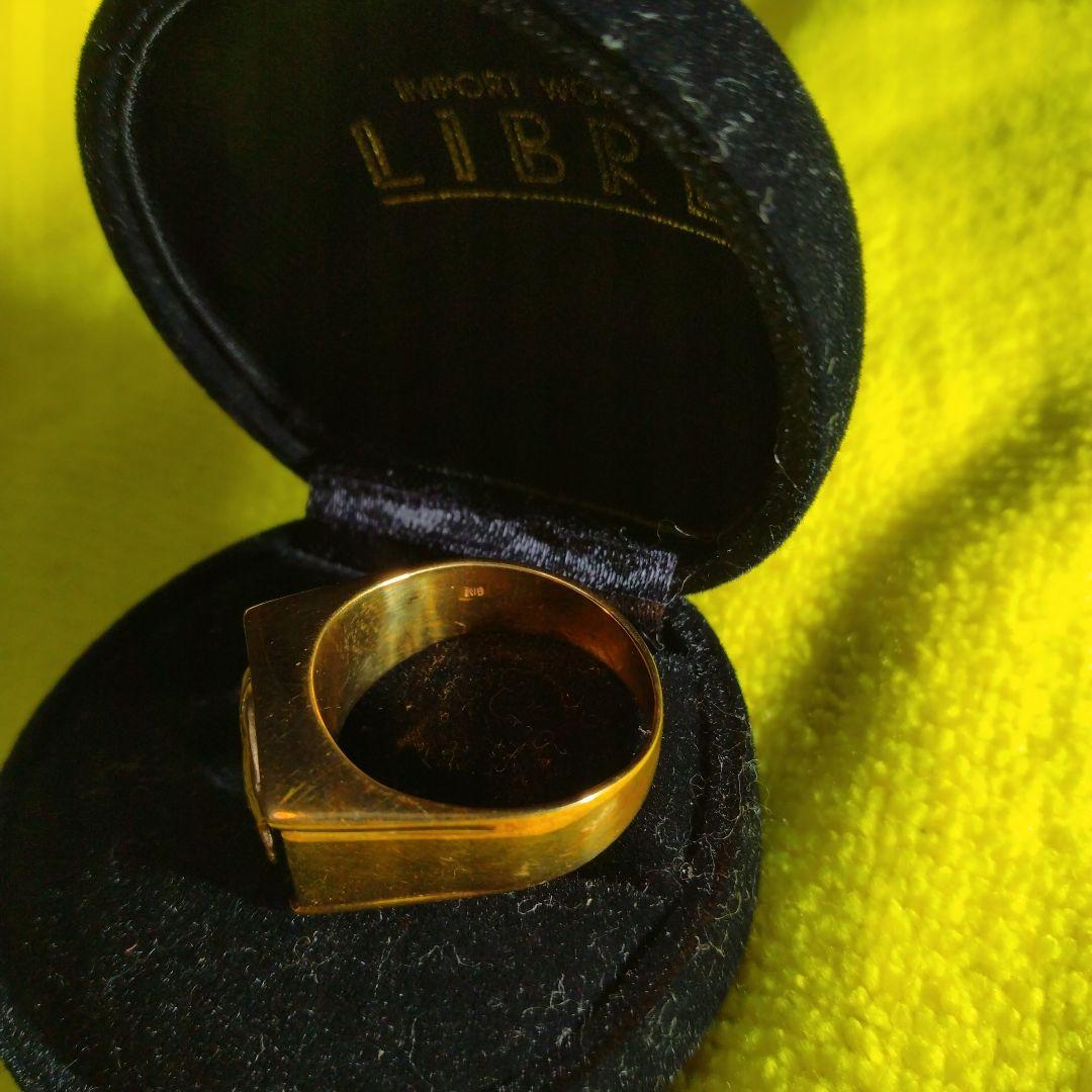 超人気 LIBRE スクエアリング 金色メッキ アクセサリー