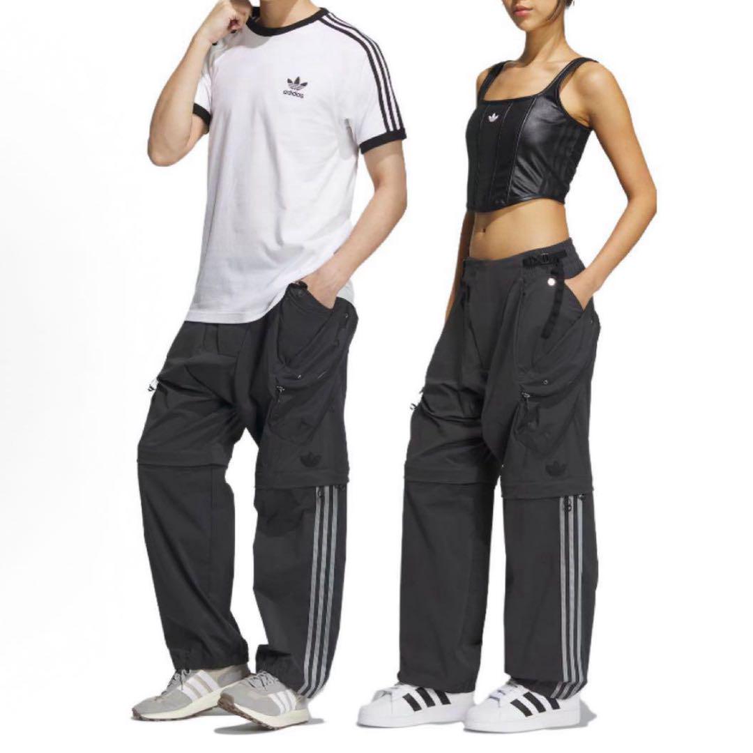新品M Adidas 3ストライプ ワークパンツ ブラック　IX7082