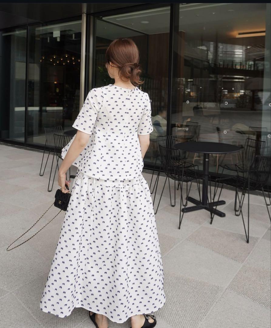 HYEON jacquard skirt \"tsubutsubu\" ホワイト新品