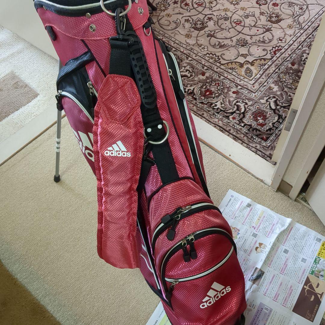adidas 赤 キャディバッグ ストライプデザイン