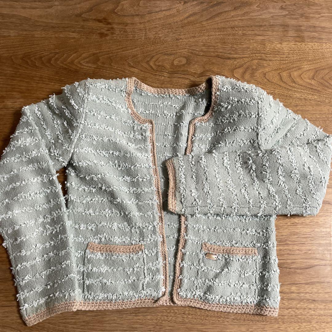 FOXEY NEW YORK グリーン、ベージュ ス　カーディガン　サイズ38