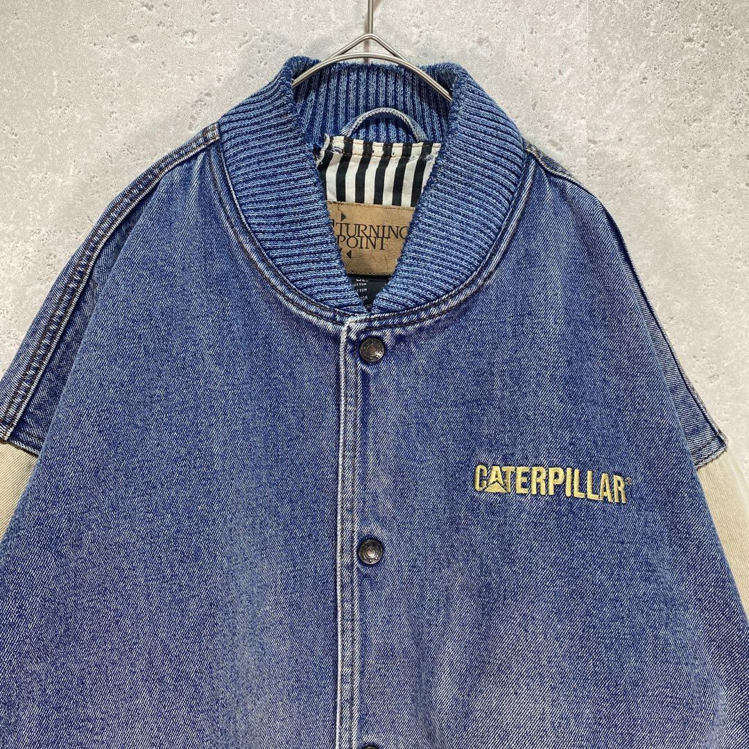 NewVintage古着90sCaterpillarデニムスタジャン中綿ポリXL